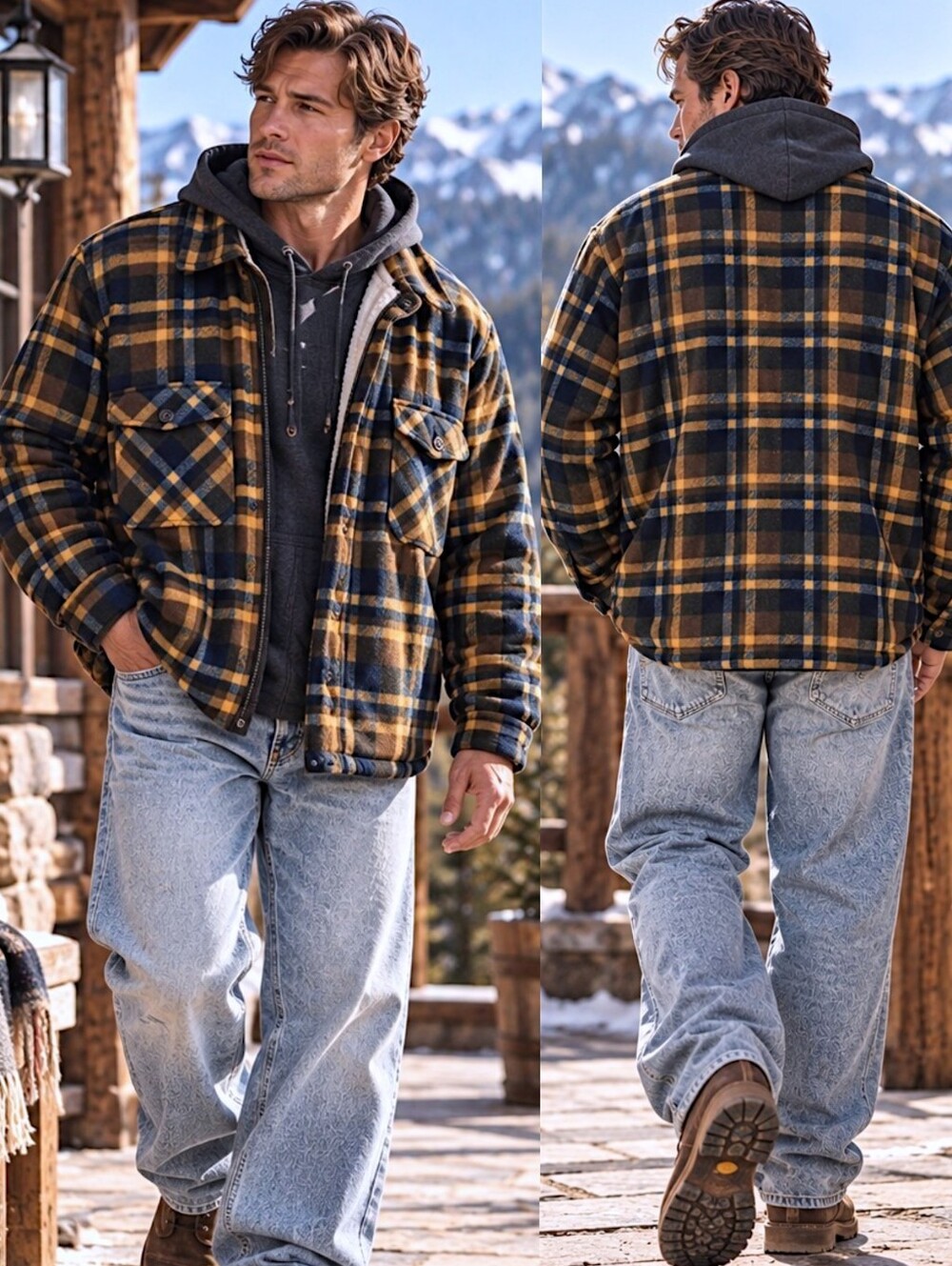 Cabincore Plaid Sherpa 3XL Line Fleece Jacket Lumberjack Rugged Workwear Maxxsel